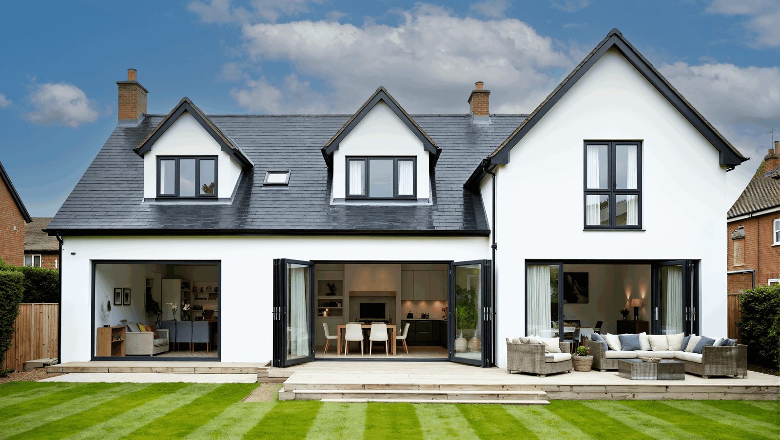 Modern British home with dormer roof and extension