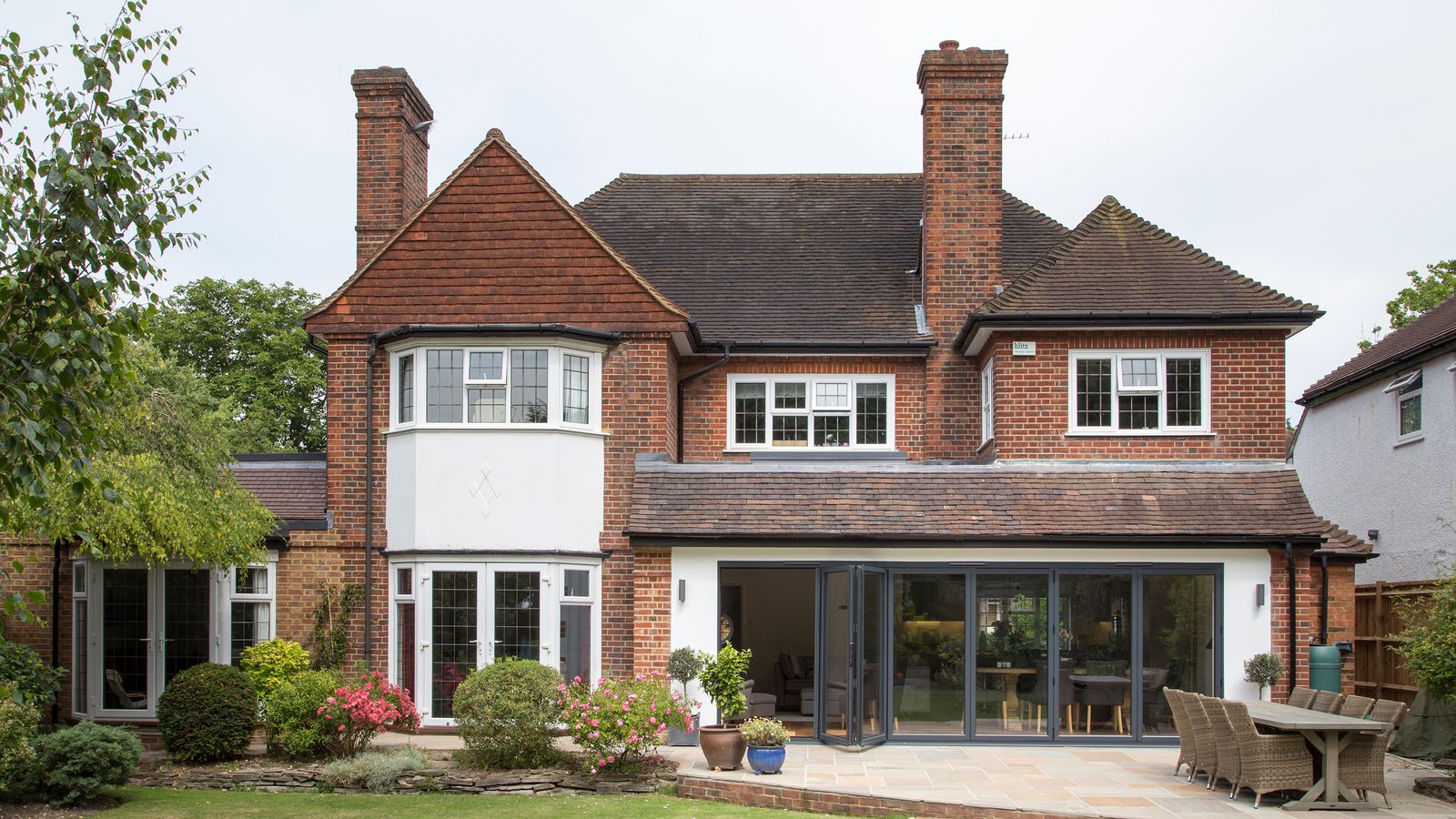 British house showing ridge and hip tile detail