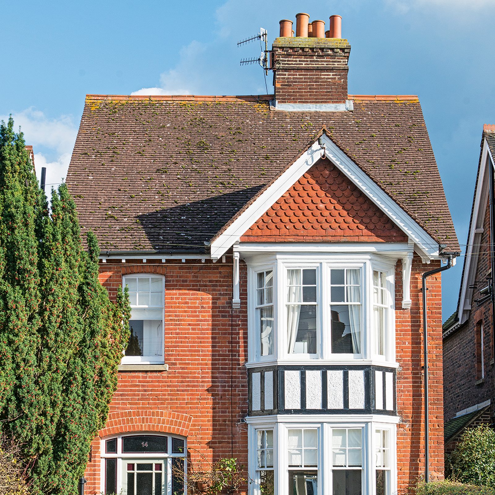 Traditional UK brick house elevation